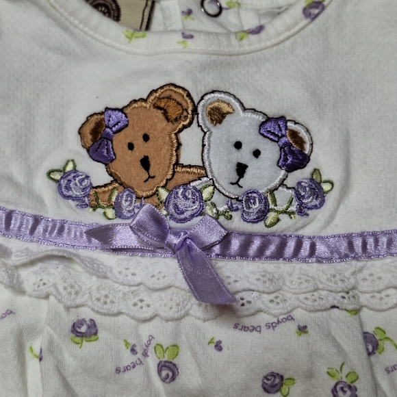 EUC Lavender Flower Bear Onesie - Picture 3 of 8